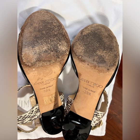 Jimmy Choo black patent leather & multicolor snakeskin stiletto high heel shoes - Picture 8 of 10